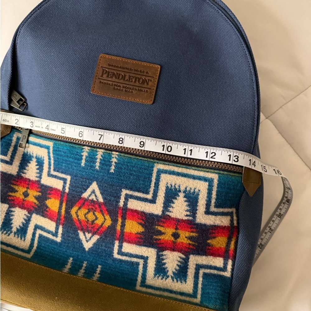 NWT Pendleton Blue Backpack with Multicolor Patte… - image 3